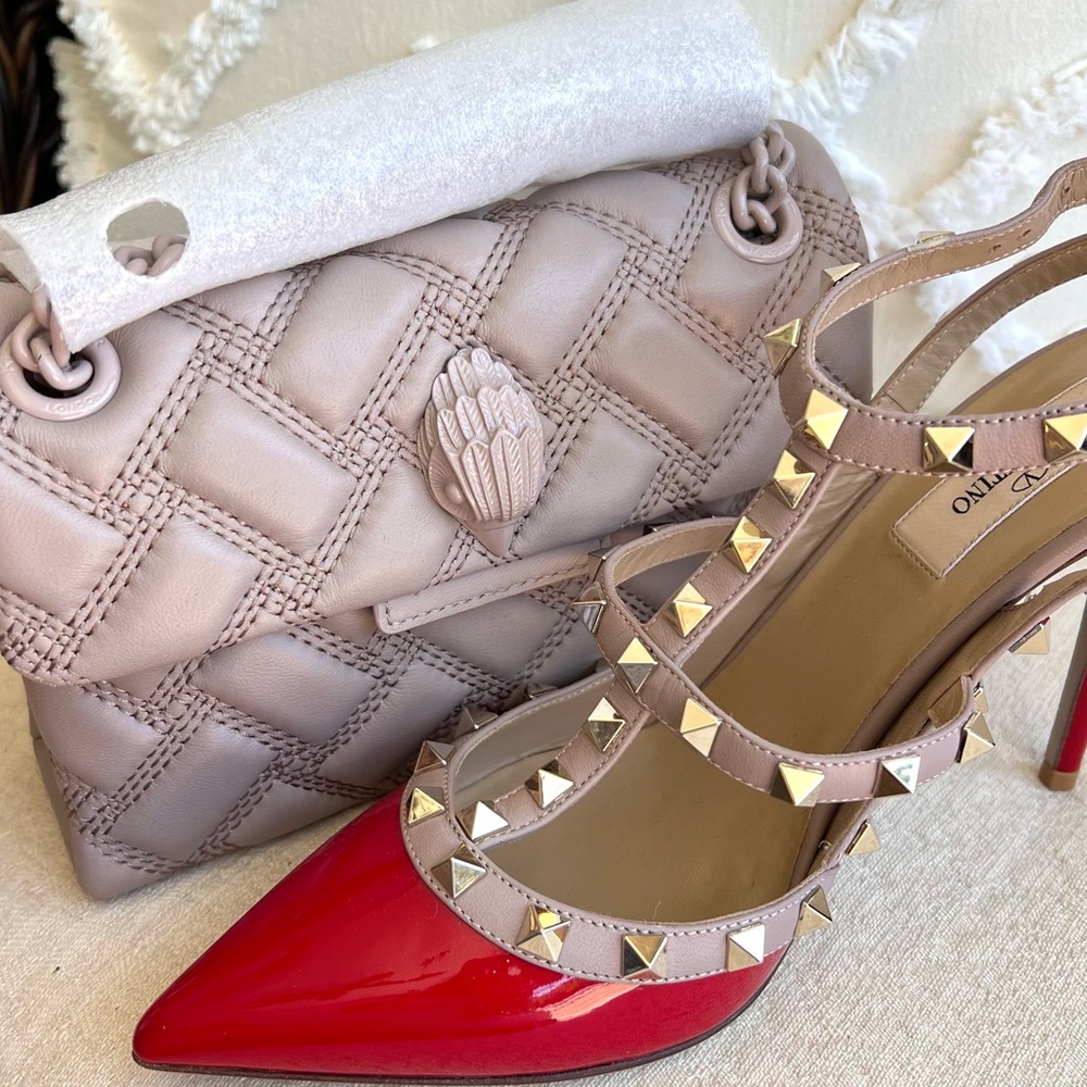 KURT GEIGER MINI Kensington Drench quilted leather crossbody blush taupe - Picture 3 of 17